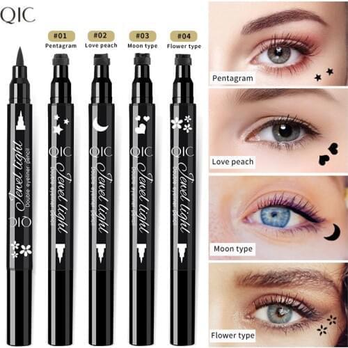 2in1 Waterproof Eyeliner Stamp 0.1mm Nib Heart Star Seal Pattern DIY Eye Liner Eye Makeup Tool Fast Dry Long-lasting Q623