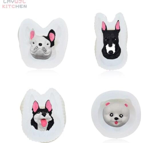 3D Three-dimensional Dog Head Chocolate Silicone Mold Pet Dog Shaped Cake Decoration Accessories DIY Craft Decoration Resin Mold