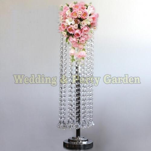 60cm Tall Wedding Flower Stand with bead garlands Wedding Centerpiece table Chandelier,Wedding Decoration 20pcs/lot