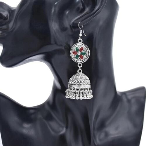 Afghan Vintage Sector Silver-Color Turkish Bells Indian Jhumka Earrings Womens Turkey Ethnic Boho Beaded Tassel Earrings Jewelr
