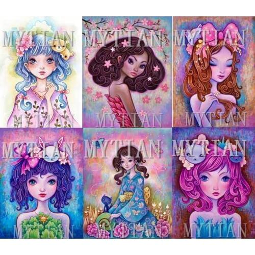 Diamond Painting full Square/round drill Mosaic Cartoon Beautiful girls icons 5D Diy Embroidery Kids Wall Sticker room decors