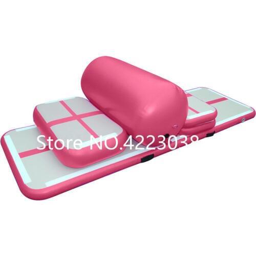 Free Shipping 6 Pieces (4 air track+1 roller+1 pump) Inflatable Tumbling Mat Airtrack Training Set For Home Use Sealed Air Track