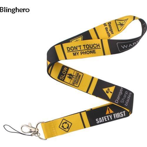 Blinghero Warning Sign Lanyards Cool Neck Strap Phone Keys ID Card Holder Lanyard For Keys DIY Hang Rope Lanyards BH0172