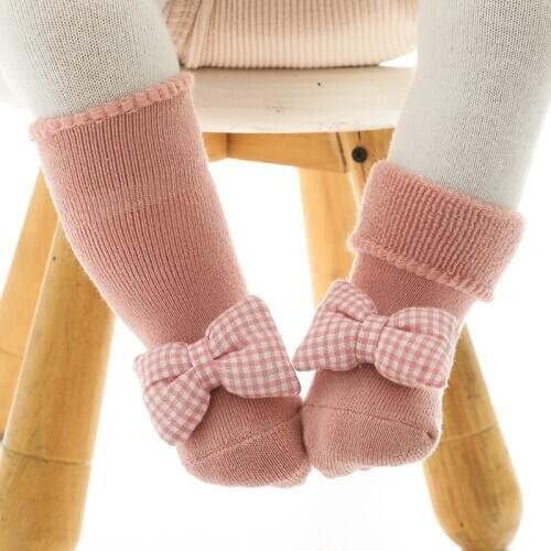 Baby Winter Cotton Anti Slip Long Socks Toddler Newborn Infant Boys Girl Warm Terry Thick Thermal Bow Star Animal Knee High Sock