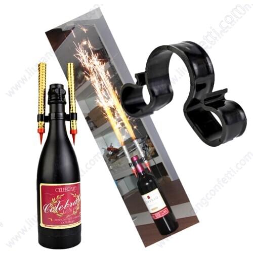 6pcs Double Champagne Bottle Sparkler Nightclub Party Candle Firework Birthday Safety Sparkling Ice Fountain Plastic Clip Holder