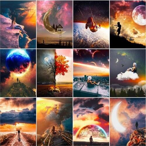 Evershine Diamond Embroidery Night Full Square Round Drill 5D DIY Diamond Painting Moon Scenery Mosaic New Arrival Home Decor