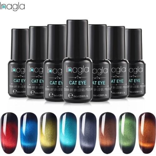 Inagla 8ml Gemstone Cat Eye Gel Nail Polish UV Gel Varnish Soak Off Vernis Semi Permanent Nail Art Hybrid Varnish Gel Lak