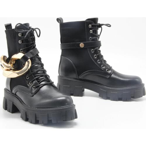 [GOGD]New products ladies boots zipper ankle 2021 Autumn boots The chain and winter fashion Martin boots comfortable size 36-41