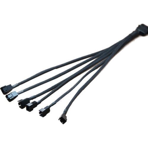 30cm Black Sleeved Cooler Cooling Fan Cable Splitter Cable 12V IDE 4Pin to 6Port 3Pin/4Pin Connector for Molex IDE PC Computer