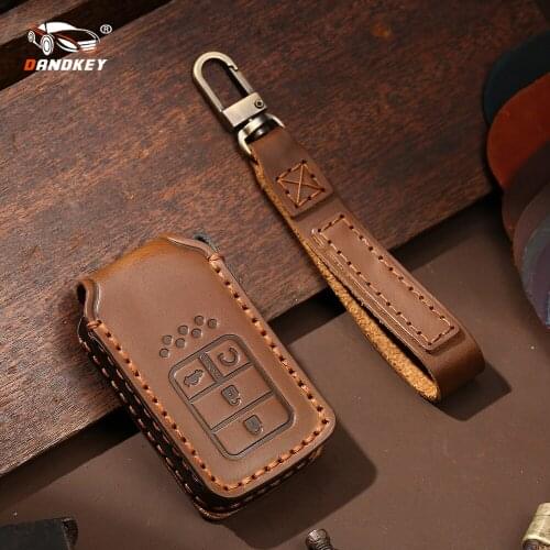 Dandkey For Honda Key Protect Remote Fob Leather Case Cover For Honda Hrv Civic 2017 Accord 2003-2007 Cr-v Pilot Car Accessories