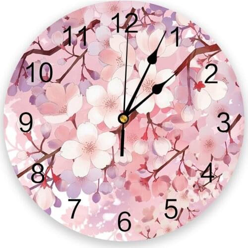 Beautiful Flowers Round Wall Clock Creative Home Decor Living Room Quartz Needle Wall Clocks Hanging Watch