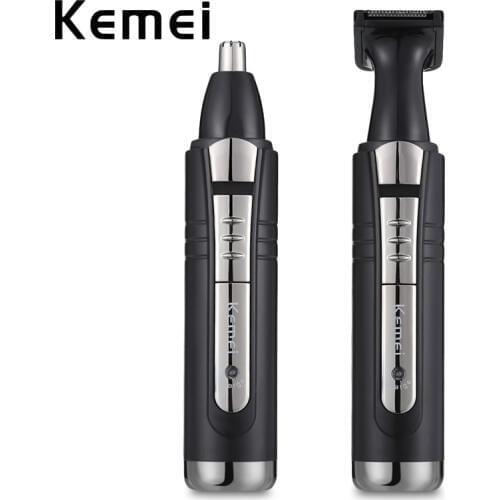 Kemei 2 in 1 Electric Nose Hair Trimmer Rechargeable Nose Cleaner Hair Shaver Sideburns Cutter for Men Face Care Kit EU Plug