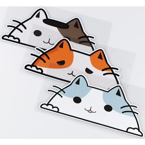 Lovely Cute Cat Peeping Car Styling Vinyl Tape Decal Auto Window Body Tail Sticker 12cm