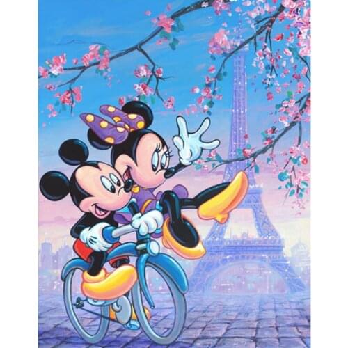 DIY 5D Diamond Painting Cartoon Mickey Rides with Minnie Cross Stitch Kits Full Drill Embroidery Diamond Mosaic Home Decoration