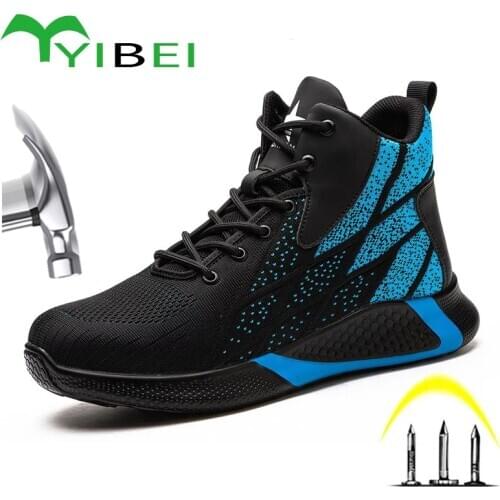 New mens steel-toed indestructible work boots Anti-smash and anti-stab safety shoes Lightweight and breathable sneakers