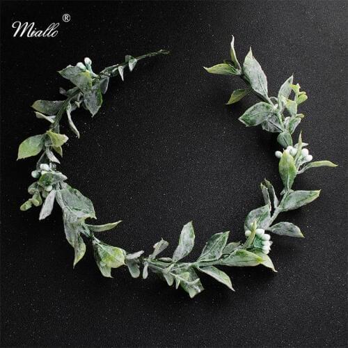 Miallo Green Flowers Crown and Tiaras Simulation Wedding Headpieces Bride Bridesmaids Leaves Hair Vine Bridal Headband for Women