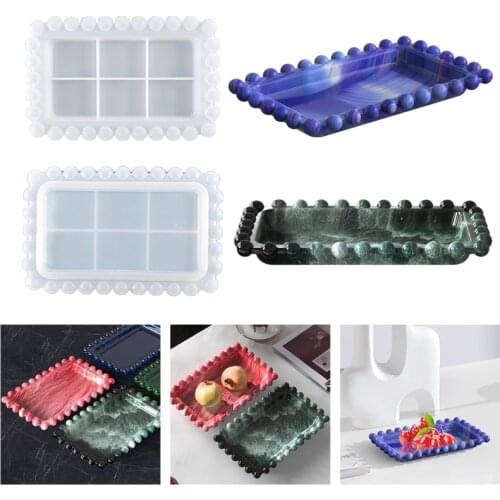 Rectangular Beaded Fruit Storage Box Epoxy Resin Mold Tray Plate Dish Silicone Mould DIY Ornaments Jewelry Holder Making Tools