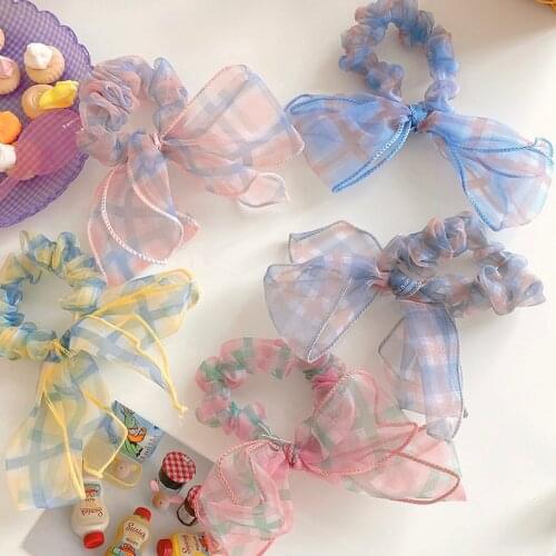 Butterfly Hair Ring Lace Rainbow Net butterfly Transparent Ponytail Holder Elastic Hair Band Tie Rings Mesh Rubber Hairbands