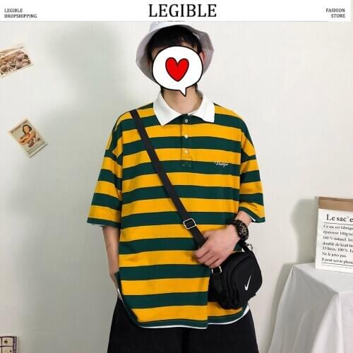LEGIBLE Men Striped Polo Shirts Casual Short Sleeve Polo Shirt Men High Quantity Male Korean Polo Shirt Men Clothing