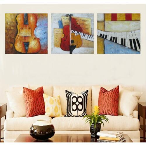 Hand Painted Abstract Landscape Hot Modern Wall Painting Home Decor Art Musical Instruments Picture On Canvas For Living Room