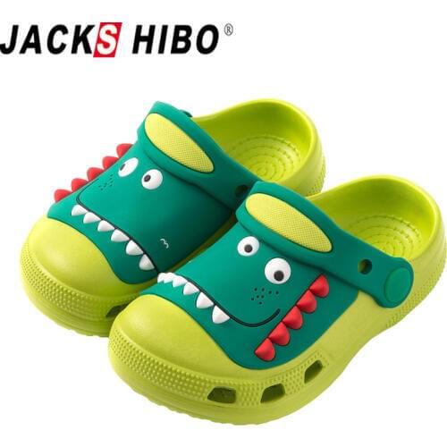 JACKSHIBO Boys Girls Clogs Toddler Little Kids Slipper Cartoon Dinosaur Garden Beach Water Shoes Slip On Lightweight Sandals