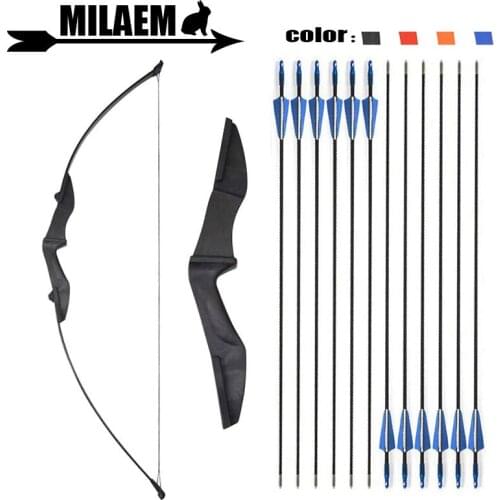 Archery Recurve Bow And Arrows Set 30-40lbs With12pcs Fiberglass Arrows Straight Bow Takedown RH/LH Shooting Accessories