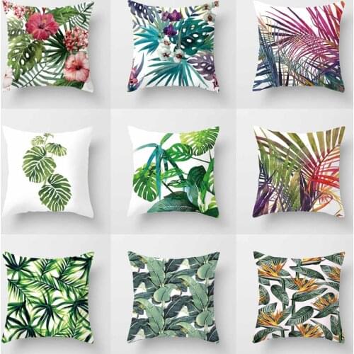 Tropical Plant Cushion Cover Back Cushion Cover Pillow Case Cushion Cover Pillow Case Green Leaf Fresh Car Sofa Pillow Case
