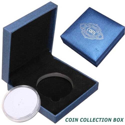 Blue Coin Medal Presentation Display Box Adjust Case with Capsule Coin Display Case Supplies 92*92*30mm