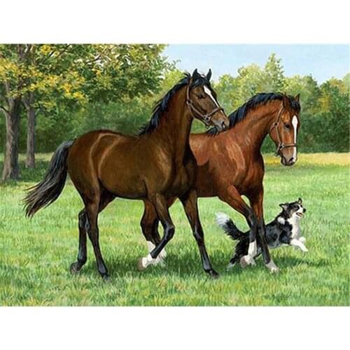 Animal Horse Flower Printed 11CT Cross-Stitch Embroidery Patterns DMC Threads Needlework Handicraft Handiwork Hobby Design