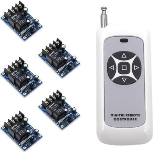 High Quality DC 12V 24V 36V 48V 1 CH RF Wireless Remote Control 5pcs Receivers and 1pcs Transmitter with Cover 315/433mhz
