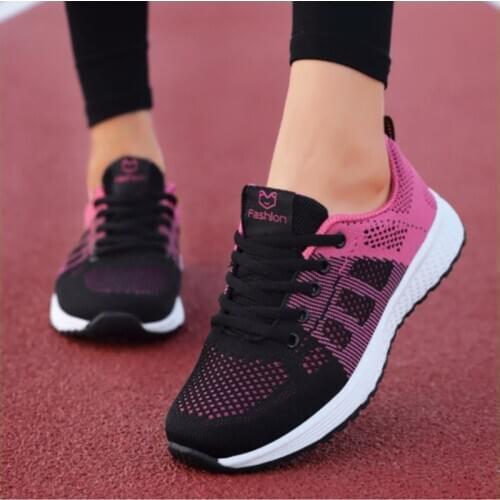 2021 Women Shoes Flats Fashion Casual Ladies Walking Basket Lace-Up Mesh Breathable Female Sneakers Zapatillas Mujer Feminino