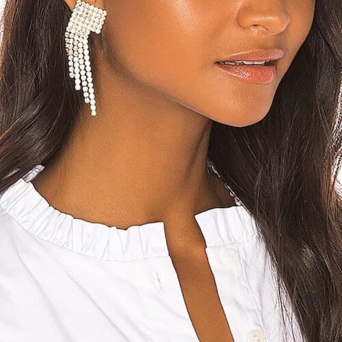 Abayabay Girls Ear Stud Earring Tassel Womens Drop Earrings Silver Color Cute Crystal Lovers Classic Jewelry Boucles D Oreille