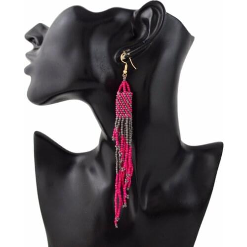 Bohemian Style Resin Beads Earrings For Women Handmade Statement kolczyki Long Tassel Dangle Drop Earrings Party Jewelry Gift