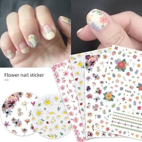 1 3D Embossed Leaf Nail Stickers Flowering 3D Flower Nail Art Adhesive Stickers Manicure Nail Art Tips Decoration