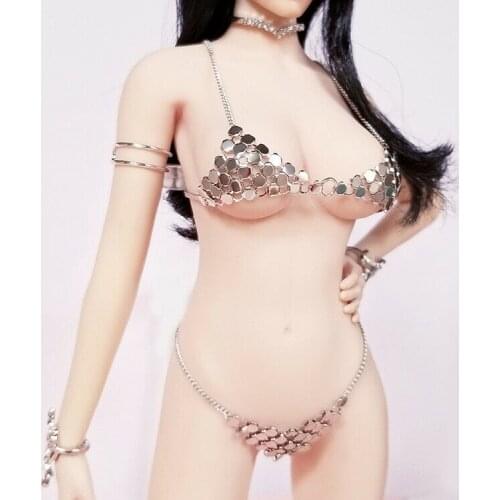 1/6 12" Figure Doll Toy Accessory Model Silver Metal Female Underwear Bikini Set