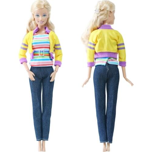 BJDBUS 1 Set Doll Outfit Yellow Jacket Vest Top Trousers Casual Wear Fashion Design Clothes for Barbie Doll Accessories Toys