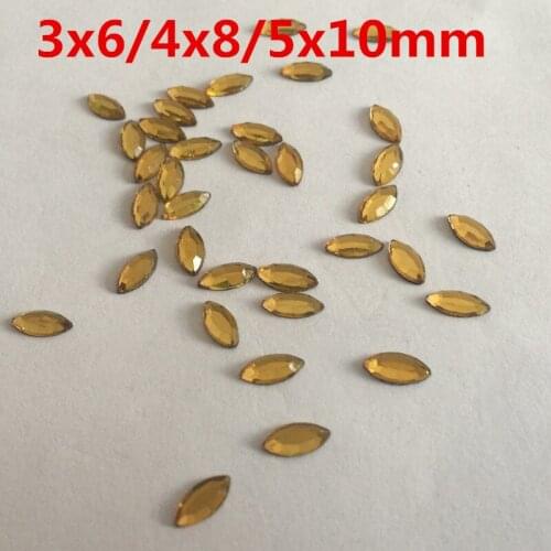 1440pc Navette Crystal Yellow Iron On Rhinestones Hot fix FlatBack Bead Acrylic Horse Eye Fancy Strass Stones For Clothes Crafts