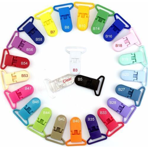 24Pcs Baby Plastic Pacifier Clip Holder Soother Mam Infant Dummy Clips Chain For 25mm Ribbon Toddler Baby Feeding Accessories