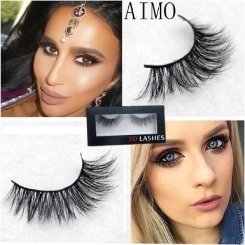 2017 AIMO 3D mink False Eyelashes 100% Real Mink handmade Eyelashes Cross Handmade Makup High quality False Eyelashes