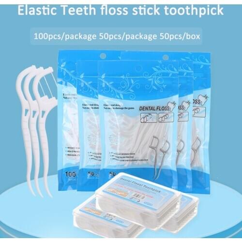 50pcs Dental Floss Flosser Picks Teeth Toothpicks Stick Tooth Clean Oral Care Interdental Brush Teeth Stick Floss Pick Cleaning