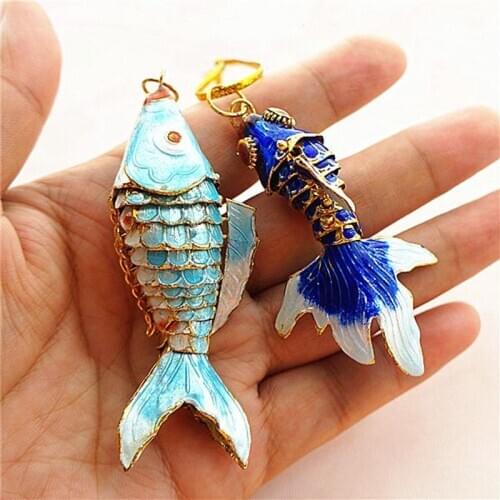2 size Fancy Lifelike Oscillate Lucky Koi Fish Keychain Keyring Animal Enamel Goldfish Key Chains Cute Birthday Gifts with box