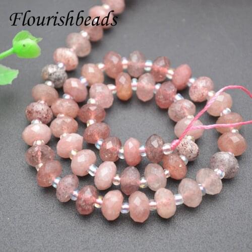 5x8mm Natural Stone Beads Strawberry Quartz Faced loose Spacer beads For Jewelry Making DIY Bracelet Accessories