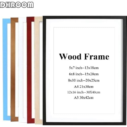 Black White Wood Color Picture Photo Frame A4 A3 Wooden Frame Nature Solid Simple Wooden Frame Wall Mounting Hardware Included