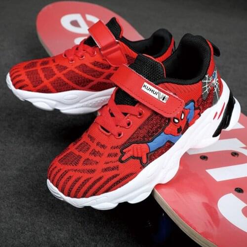 2021 new Spring Autumn Disney Children Sports Shoes Boys Cartoon Spiderman Shoes Mesh Breathable Older children Shoes size 26-37