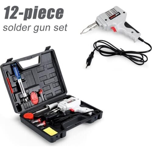 12Pcs/Set 220-240V 100W Electric Soldering Iron Tin Gun Rework Station Solder Tip Sucker Tweezers Wire Welding Tool Home Tool