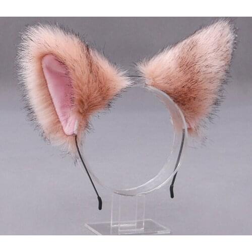 Lolita Cosplay Cat Ears Headband Anime Dance Party Costume Wolf Fox Ear Plush Hairband Girls Kawaii Hair Accessories Props