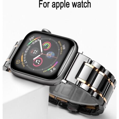 Ceramic watcn band For Apple Watch 4 5 44mm 40mm Bracelet for iwatch 3 2 38mm 42mm Ceramic With Stainless Steel Strap Watchband