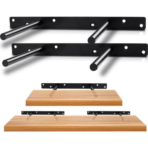 Double T Type Wall Metal Shelf Support Concealed Floating Angle Bracket Heavy Tool Single Layer Bulkhead Hardware 6 Holes