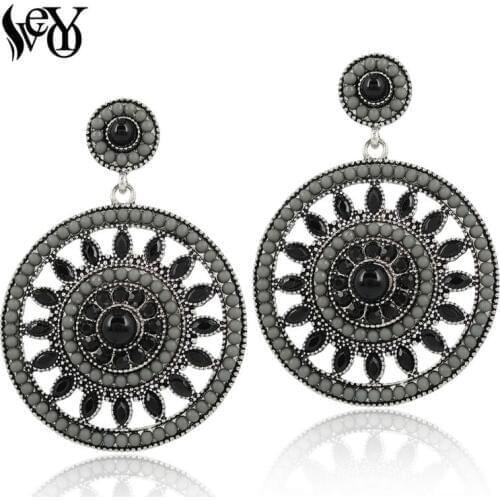 VEYO Round Vintage Acrylic Big Earrings For Women Millet bead Dangle Earrings Zinc Alloy Lead free nickel free