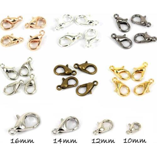 Small Package 10pcs/lot 10,12,14,16mm lobster Parrot Clasps 6colors Choose . Fit Link Chain Necklace